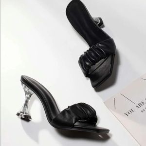 Black glass heels